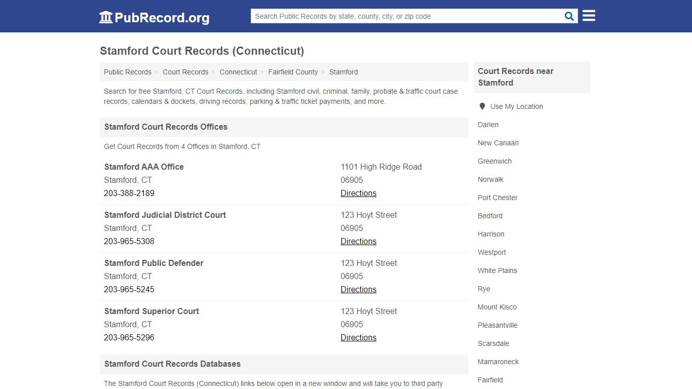 Free Stamford Court Records (Connecticut Court Records) - PubRecord.org